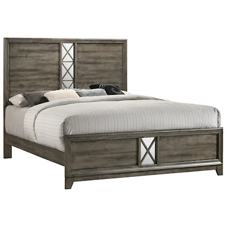 Transitional Queen Panel Bed with Low Profile Footboard